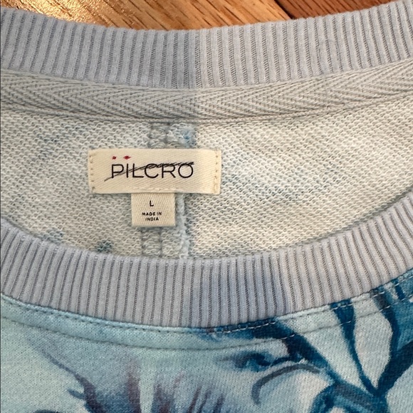 Anthropologie Pilcro Batik Printed Blue and White Floral Oversized Sweatshirt L - Picture 6 of 6